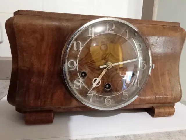 H.A.C. Hamburg American Clock Co. German made Mantle Clock for Restoration