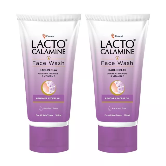 Lacto Calamine Nettoyant Visage avec Niacinamide et Vitamine E 100 ml Lot de 2