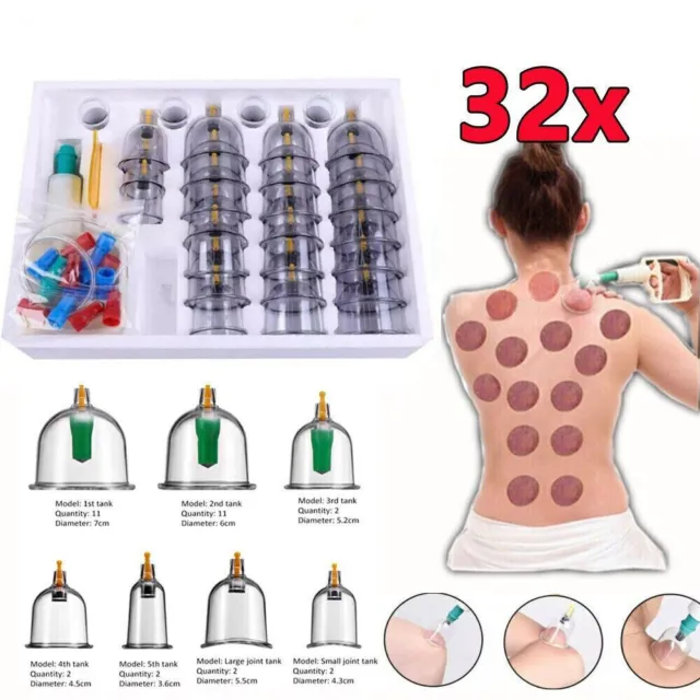 32 Stk Schröpfgläser Set Akupunktur Vakuummassage Schröpfen Tasse Vakuum Massage