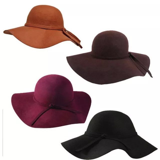 Women New 100% wool wide brim crushable floppy cloche hat 5 colors