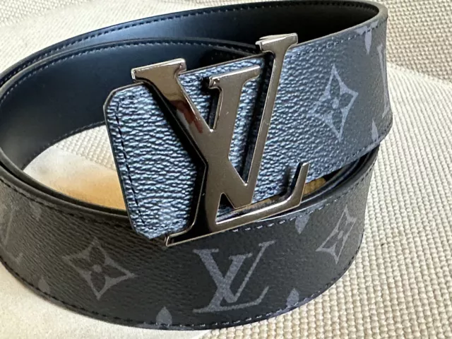 LV Shape Reversible Belt Limited Edition Monogram Prism PVC and Leather  Wide 90