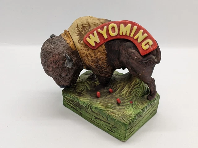Buck Wyoming Bison Ceramic Figure - Articulating Head - Buffalo - Vintage Piece
