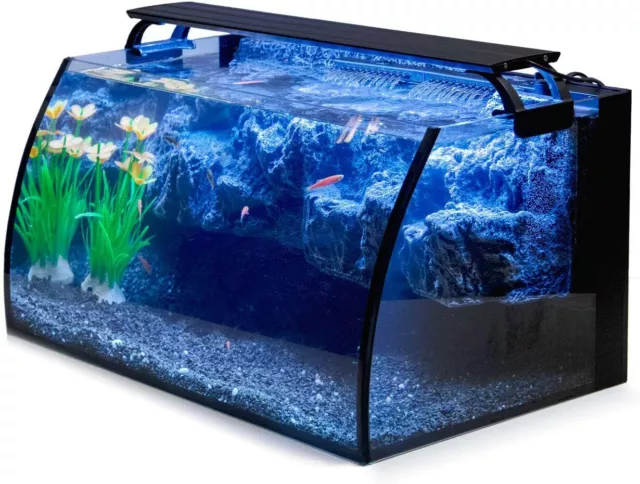 Hygger Horizon 36L LED Glass Aquarium Kit 3D Background Curved Shape Fish Tank