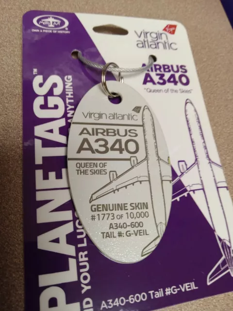 Sparkly! Airbus A340 Virgin Atlantic Aircraft Skin Plane Tag / Planetags