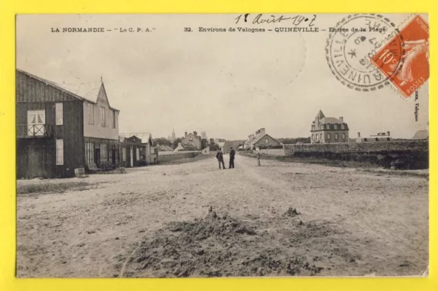 cpa Écrite en 1907 FRANCE Normandie 50 - QUINÉVILLE (Manche) Entrée de la PLAGE