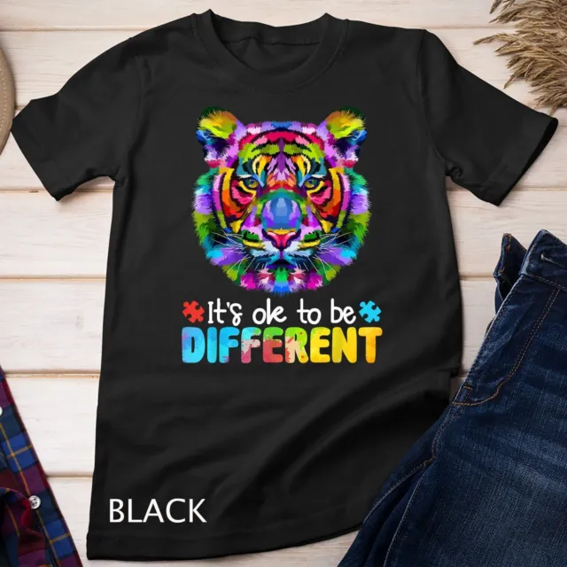 Autism Awareness Day It's OK to be different Colorful Tiger Unisex T-shirt