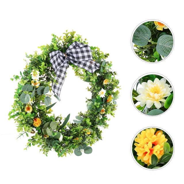 Simulated Garland Decor Spring Wreath Indoor Decorative Teardrop Wall Hanging