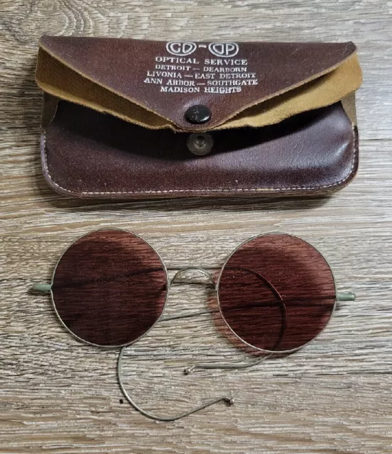 Antique Amber Willson Sunglasses Goggles Spectacles Vtg Steampunk Safety Glasses