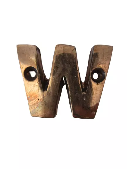 W – BRASS Letters / Letter - HOUSE DOOR Sign - SOLID - Capital Alphabet Letter