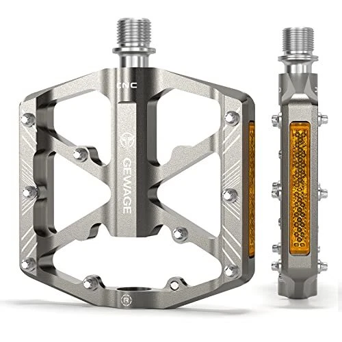 Bike Pedals 9/16 Inch - Bicycle Pedals with Reflectors - 3 Sealed Titanium