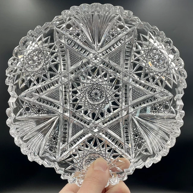 American Brilliant Period Cut Glass Nappy Or Low Bowl 7”