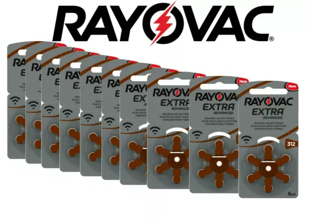 120 x  Rayovac Hörgerätebatterien Knopfzelle Extra Advanced 312 20 x 6er Blister