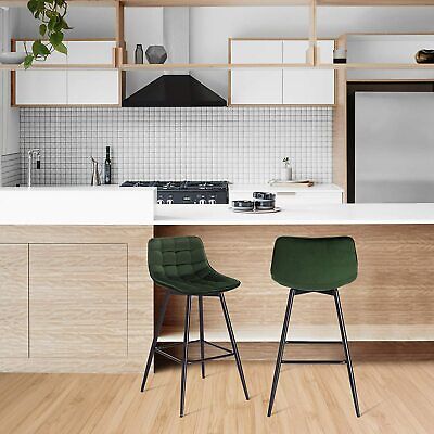 WOLTU BH122mf-2 Sgabelli da Bar Sedia Cucina con Schienale Tessuto di Lino Gambe Legno Patchwork 2 Pezzi 