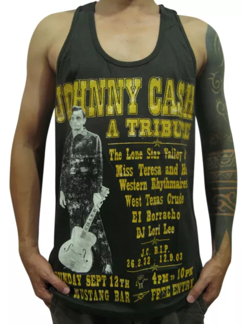 Johnny Cash A TRIBUTE Tour Rock Punk Mens T-Shirt Tank Top Vest Sleeveless