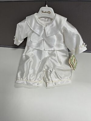 Baby Plain White Ivory Christening Wedding Couche Tot Outfit Size 6-9 Month