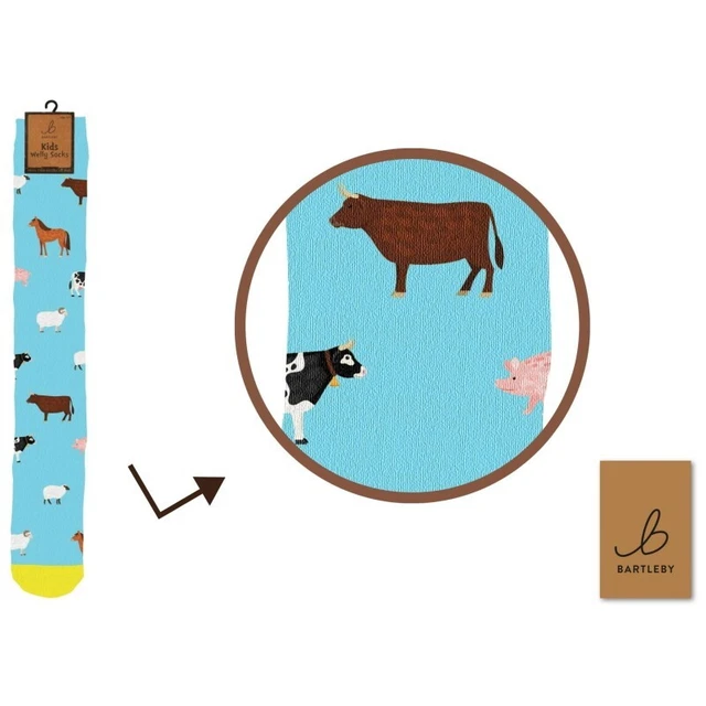 Calzino Welly stampato per bambini Otterdene: animali da fattoria. Taglia 6-3