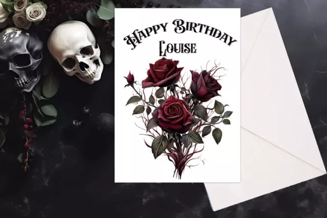 Personalised Gothic Birthday Card , Rose Christmas Card