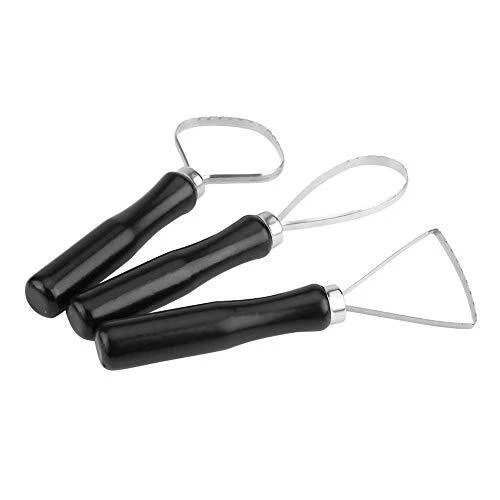 3pcs Pottery Clay Sculpting Tools Big Ceramic Loop Tool with Steel Flat Wire