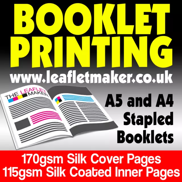 Booklet Printing - Full Colour Stapled A5 A4 - 170gsm cover & 115gsm inner pages