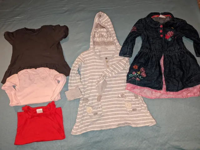 Small Bundle Girls Casual Winter Clothes 18-24 Months - dress Tops