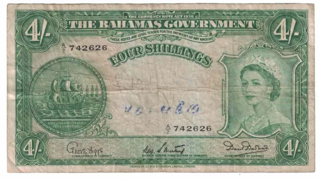 Bahamas - ND(1953) 4 Shillings Banknote (P-13b)