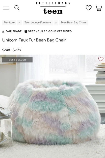 Cerámica Granero Adolescente Unicornio Piel Sintética Beanbag Silla Cubierta Deslizante Dormitorio Grande Regalo Nuevo con Etiquetas