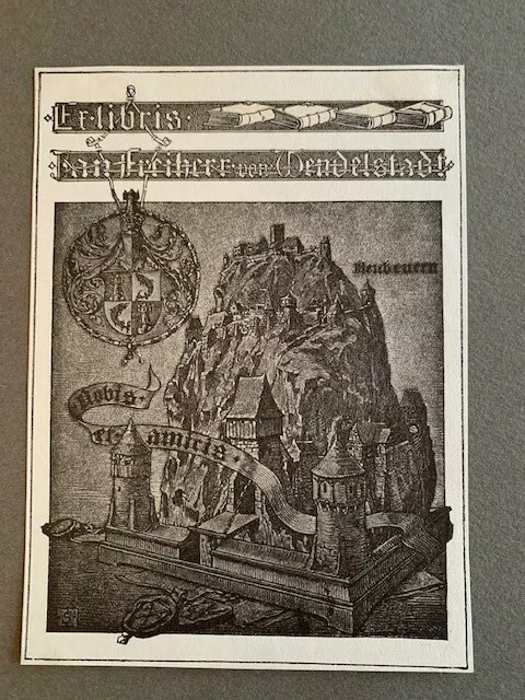 Ex-libris Joseph SATTLER pour von WENDELSTADT, 142 x 103 mm