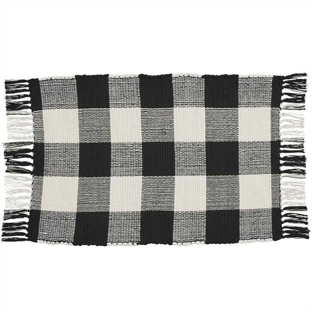 Wicklow Check Rag Rugs - Black & Cream