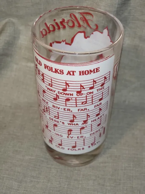 Vintage Hazel Atlas State FLORIDA  Sheet Music Drinking Glass Music Song