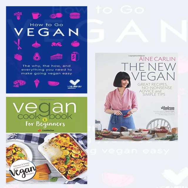 New Vegan Great Recipe 3 books collection set Vegan Cookbook How To Go Vegan NEW