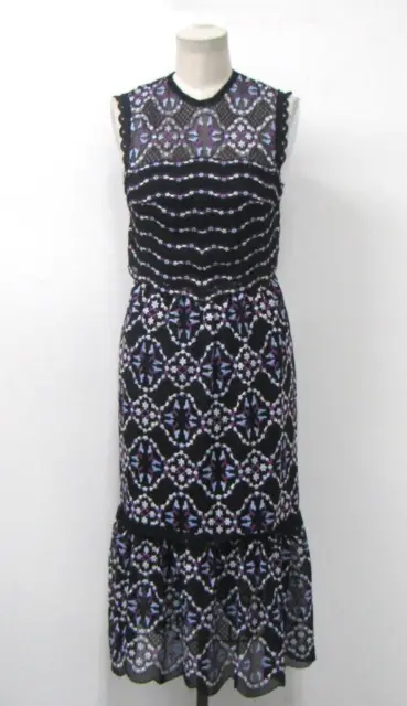 Sandro Embroidered Floral Lace Sheath Dress Black Women's Size 40