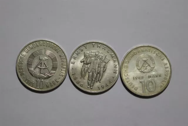 🧭 🇩🇪 Germany Ddr - 10 Mark - 3 Commemorative Coins B53 V16