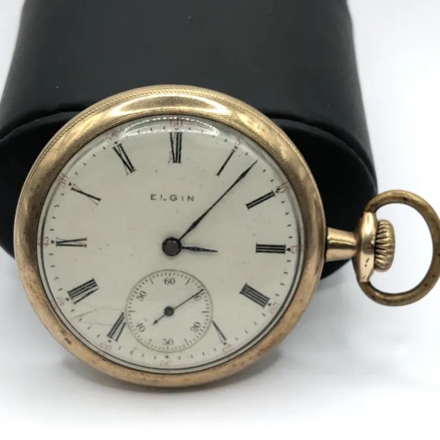 1905 Elgin 16s 7j Model 6 Grade 290 Gold Plate Pocket Watch Sidewinder
