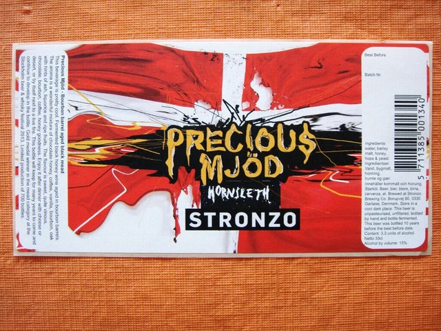 Danish microbrewery beer label - STRONZO - DENMARK