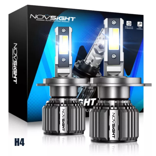 NOVSIGHT 2x H4 LED Headlight Kit Light Bulb 72W 15000LM 6500K White Replace Lamp