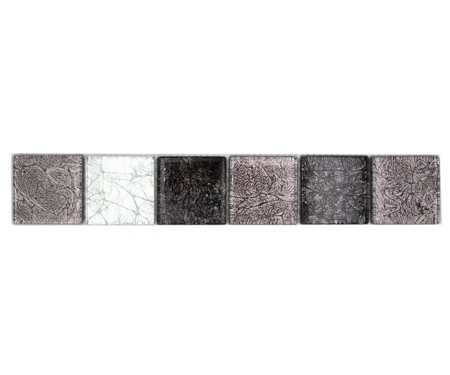 10x Wandbordüren Mosaik Borde Bordüre Glasmosaik Mosaikfliesen Silber Schwarz
