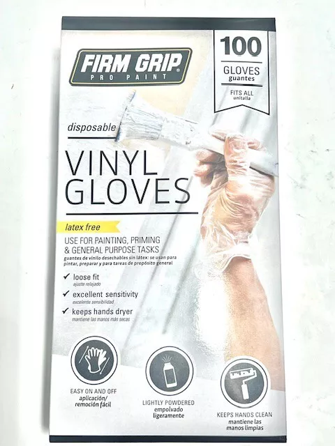FIRM GRIP Pro Paint Disposable Vinyl Gloves Latex Free 13690 (100 Gloves)
