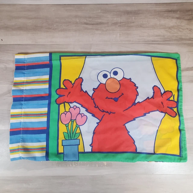Muppets Sesame Street Pillowcase Elmo Cookie Monster 2000 Vintage Jim Henson