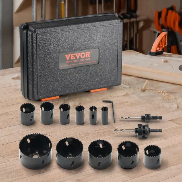 VEVOR Scie Cloche Coffret de Scies Trépans Bi-métal Lames 11PCS 19-76mm 2 Mèches