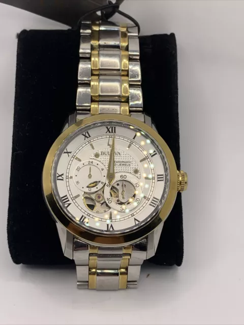 Bulova Men's Automatic Open Aperture 21 Jewel Two-Tone 42mm Watch 98A230 - NWT