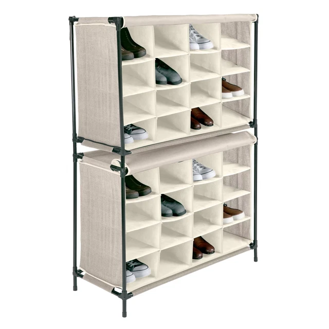 Simplify Paquete de 2 16 Compartimentos 32 Pares Zapato Cubby en Yute Imitado