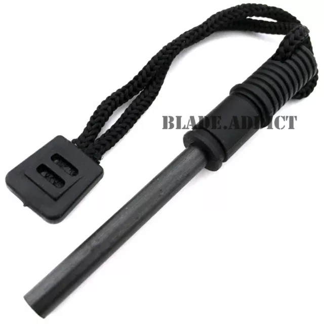 7" Double Edge Military Tactical Hunting Dagger Neck Knife + Fire Starter Stick 3