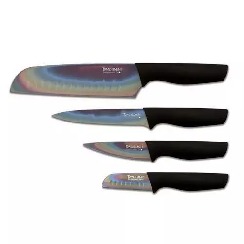 Marco Almond Kitchen Knife Set, KYA37 12-Piece Rainbow Titanium Stainless  Steel