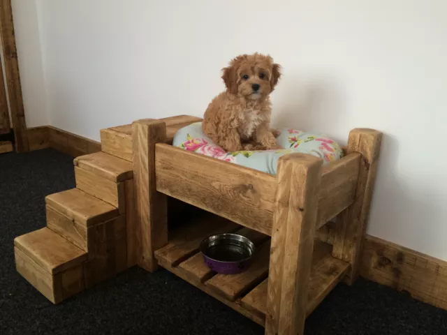 Elevated dog bed clearance with steps