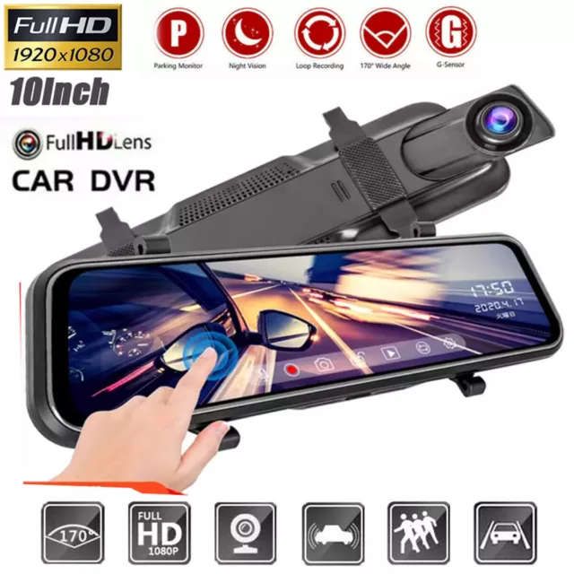 10" Full HD Car Dash Camera Dual Lens Touch Screen DVR Video Night Cam Recorder