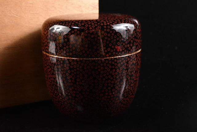 M2370: Japanese Wooden Lacquer ware TEA CADDY Natsume w/box Tea Ceremony
