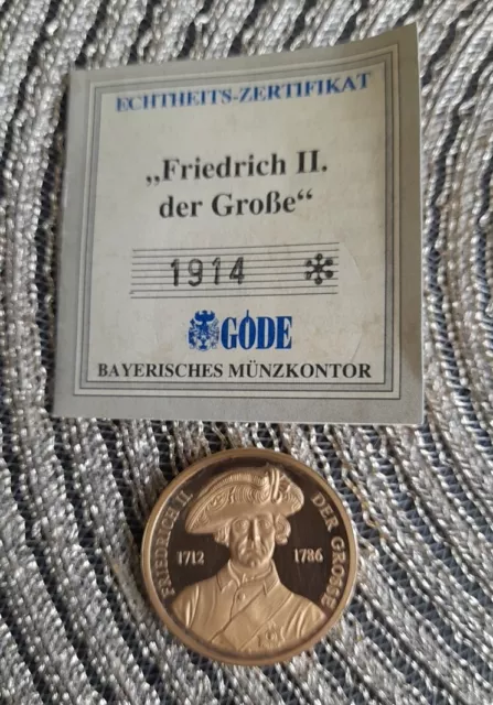 Göde Münze Friedrich II Der Große/ 1914/vergoldet