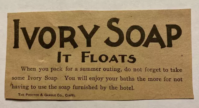 Antique 1895 Advertising Procter & Gamble Co Ivory Soap Print Ad P6f