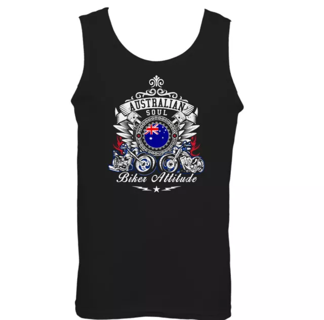 Australian Soul Biker Attitude Mens Biker Vest Motorcycle Bike Australia Bikie