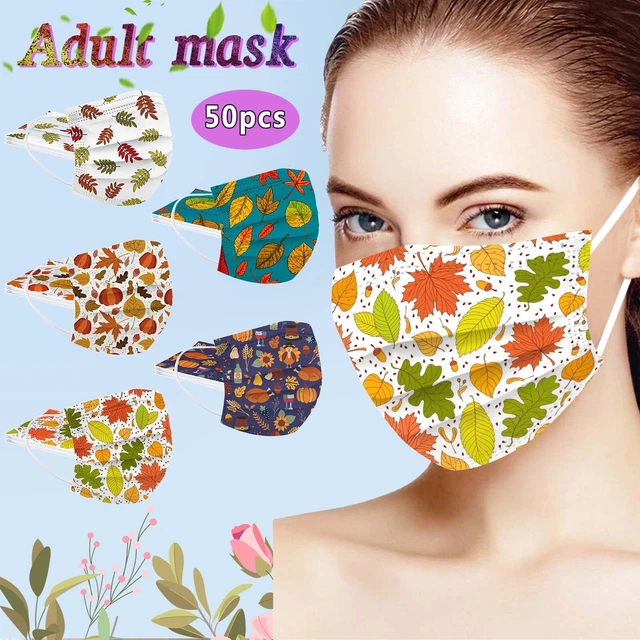 Aldult Maple Leaf Disposable Face Industrial 3Ply Ear Loop 50PC Printing（50PC）